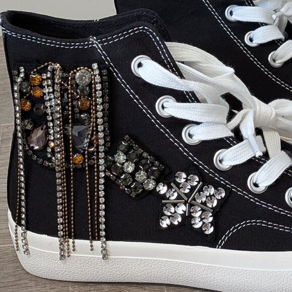NWT Lauren Lorraine Black Jewel Sheena High Top Sneakers 7 - Picture 4 of 8